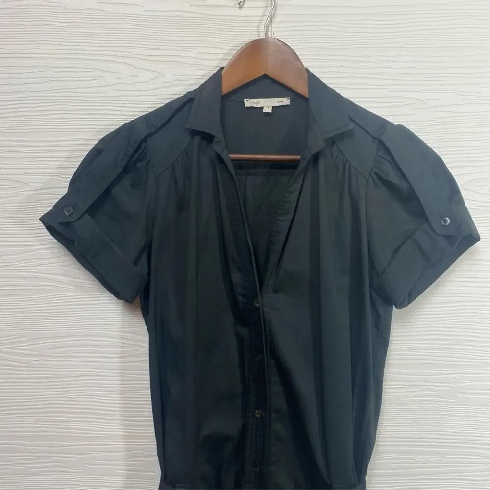 Maje Black Button Up Front Utility Romper with Belt Size 1 US S - Picture 3 of 13